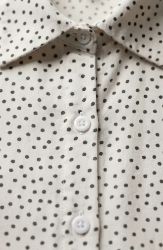 Shirt Collar Button-Down Polka Dot Viscose Tunic 0378-02 White 0378-02