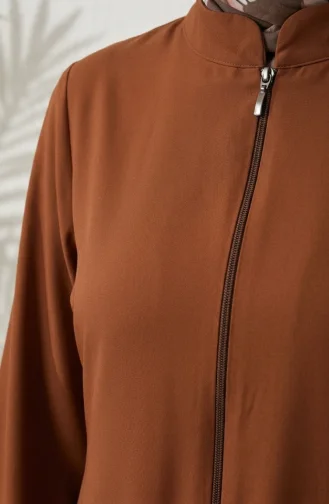 Abaya Plaine A Fermeture Et Extrémité Des Manches Elastiques 1013-01 Marron 1013-01