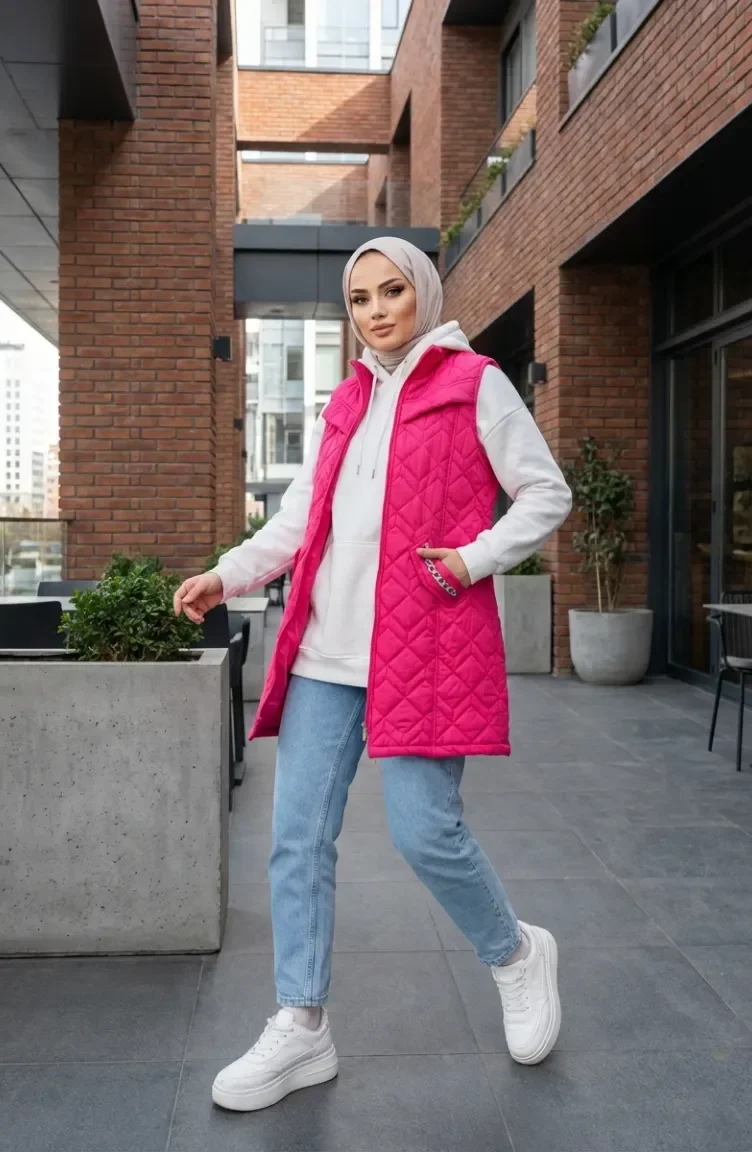 Gilet Matelassé 4949-01 Fuchsia 4949-01