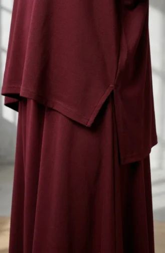Modal Kumaş Kapüşonlu Bağcıklı Tesettür ikili Takım 2314-03 Bordo