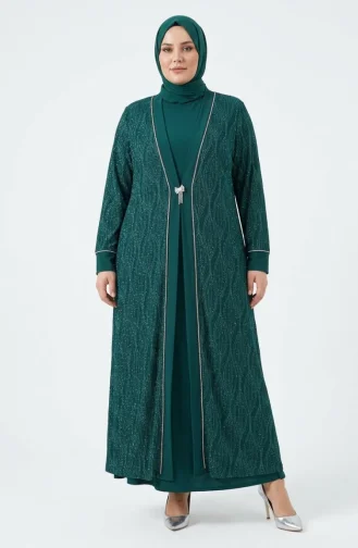 Smaragdgrün Hijab-Abendkleider 6263-02