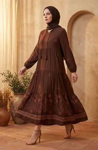 Braun Hijab Kleider 4083-03