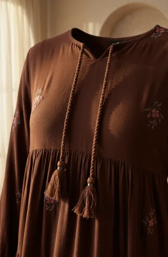 Braun Hijab Kleider 4083-03