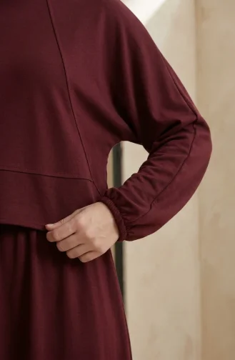 Oysho Kumaş Oversize Tesettür ikili Takım 2319-04 Bordo