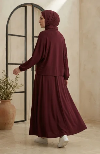 Oysho Kumaş Oversize Tesettür ikili Takım 2319-04 Bordo