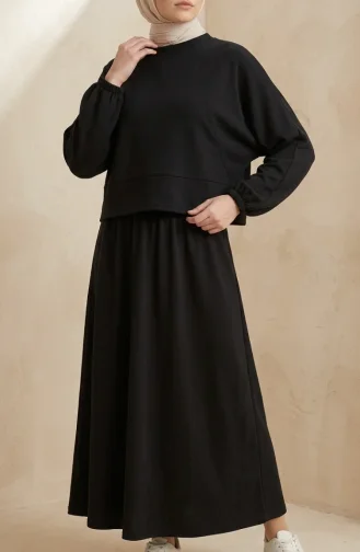 Oysho Kumaş Oversize Tesettür ikili Takım 2319-05 Siyah