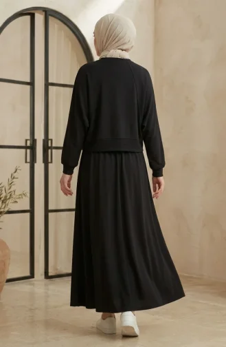 Oysho Kumaş Oversize Tesettür ikili Takım 2319-05 Siyah