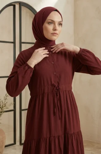 فستان قرميدي 0336-08