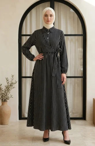Black Hijab Dress 0390-07