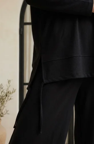 Oysho Kumaş Rahat Kesim Tunik Pantolon Tesettür ikili Takım 2321-02 Siyah
