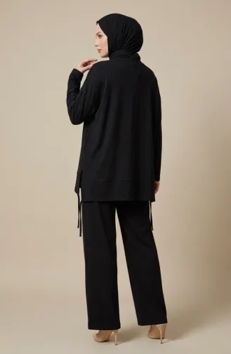 Oysho Kumaş Rahat Kesim Tunik Pantolon Tesettür ikili Takım 2321-02 Siyah
