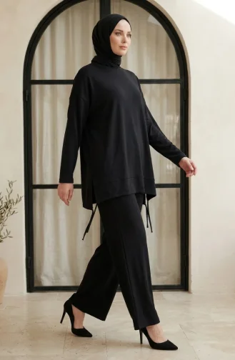 Oysho Fabric Relaxed Fit Tuniek En Broek Tweedelige Hijab Set 2321-03 Marineblauw 2321-03