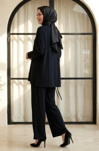 Oysho Fabric Relaxed Fit Tuniek En Broek Tweedelige Hijab Set 2321-03 Marineblauw 2321-03