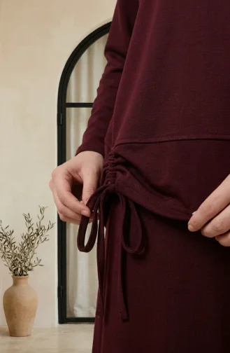 Oysho Fabric Relaxed Fit Tuniek En Broek Tweedelige Hijab Set 2321-05 Bordeauxrood 2321-05