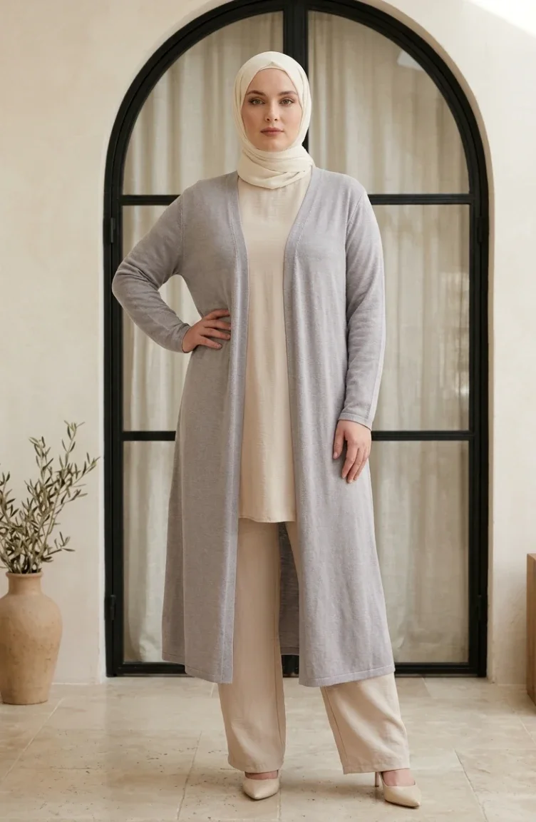 Grau Strickjacke 8785-02