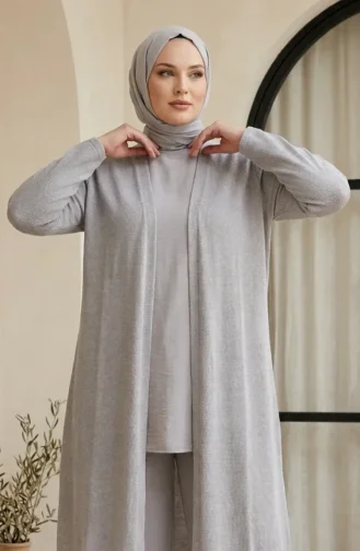 Grau Strickjacke 8785-02