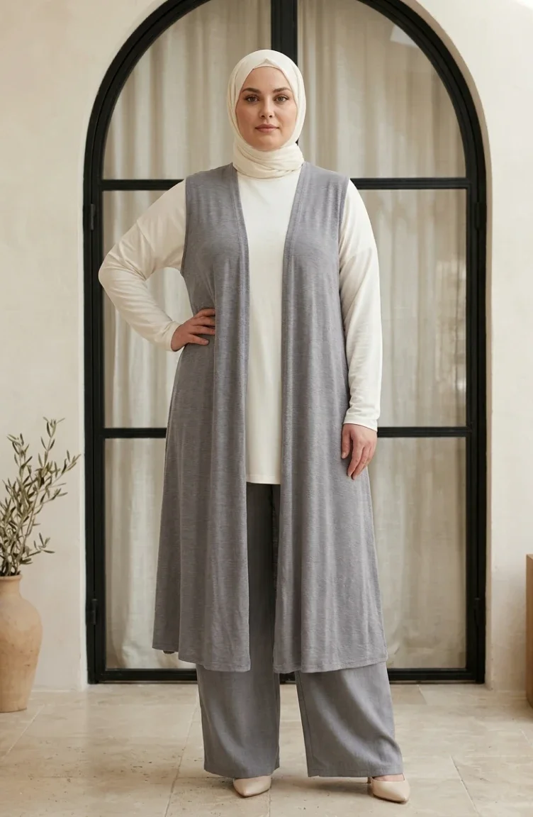 Gilet Sans Manches Gris 8736-04