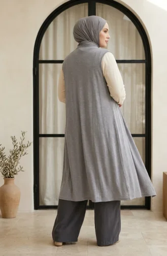 سترة بدون أكمام رمادي 8736-04
