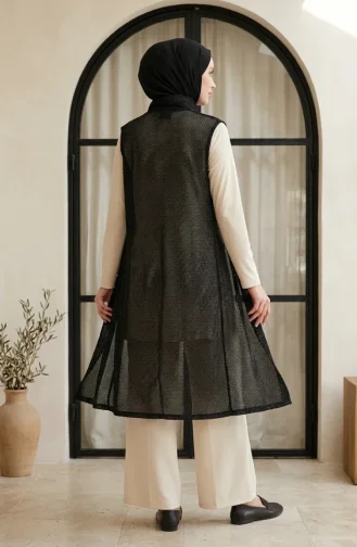 Black Vest With Glitter And Lace 8788-01 Black 8788-01