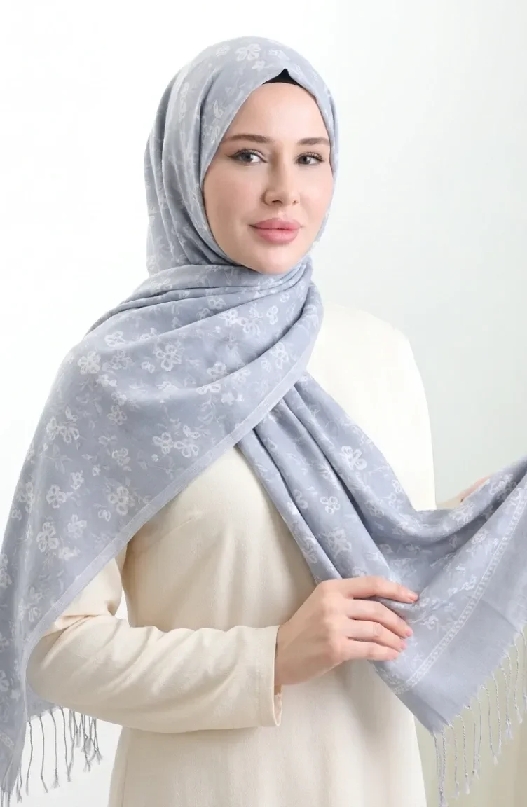 Fransen-Kaschmirschal 70366-04 Babyblau 70366-04