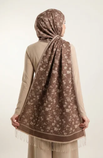 شال من الكشمير المهدب 70366-05 بني 70366-05