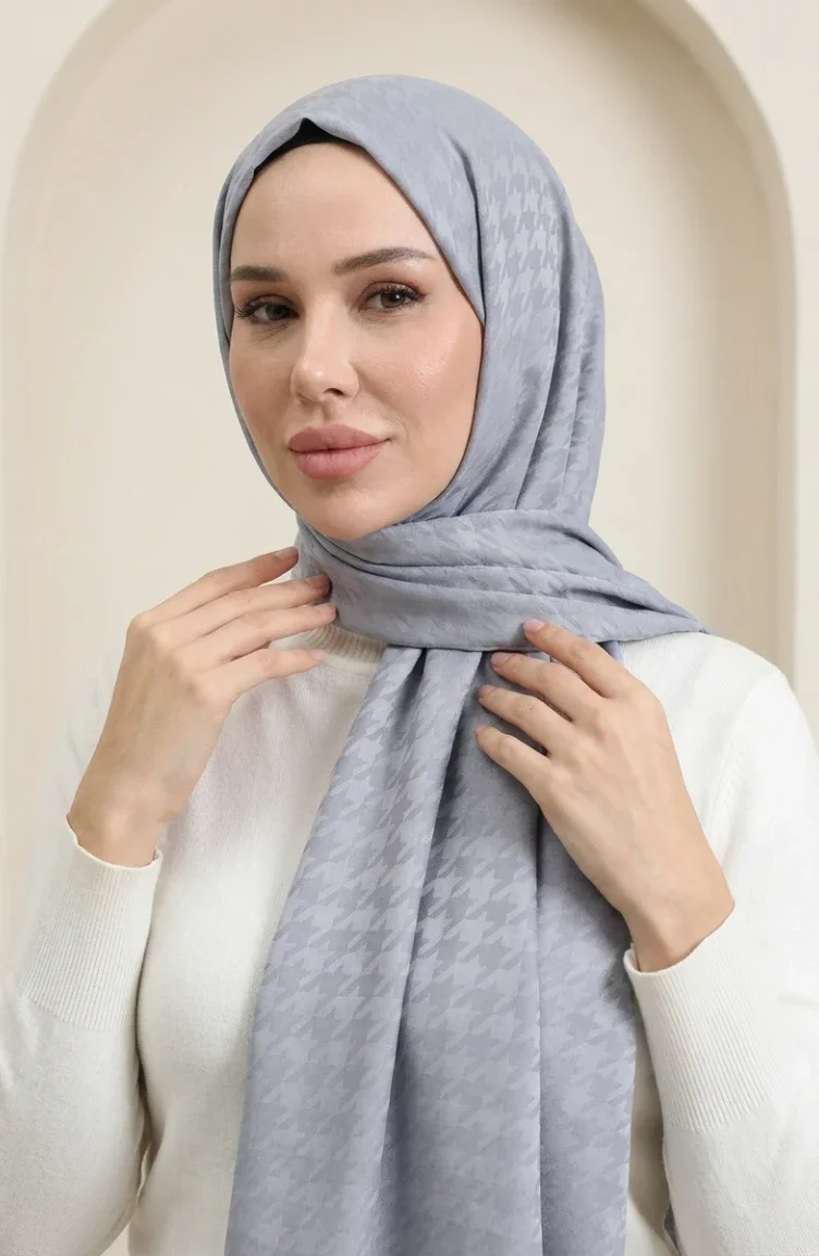 شال جاكار 70389-10 رمادي فضي 70389-10