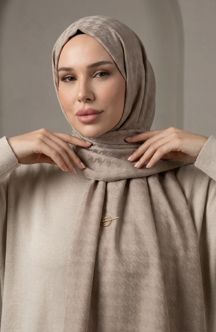 شال جاكار 70389-11 لون المنك الفاتح 70389-11