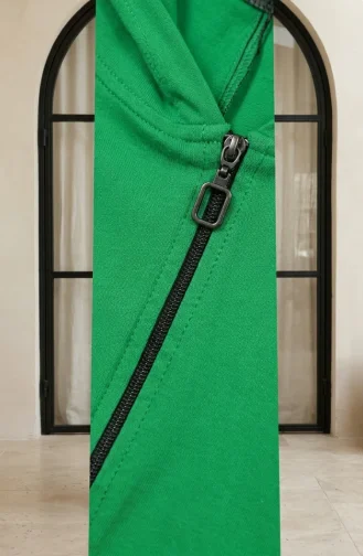 Tunique à Capuche Grande Taille Avec Fermeture éclair à Deux Fils 30610-10 Verte 30610-10