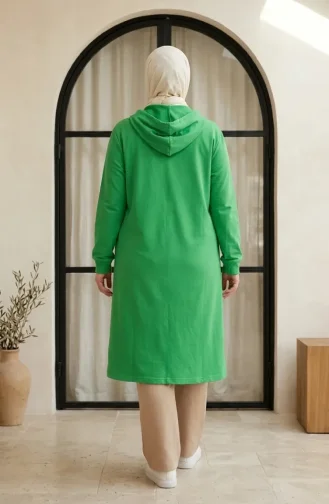 Tunique à Capuche Grande Taille Avec Fermeture éclair à Deux Fils 30610-10 Verte 30610-10