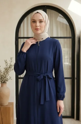 Petek Kumaş Eteği Fırfırlı Fermuarlı Ferace 4156-02 Lacivert