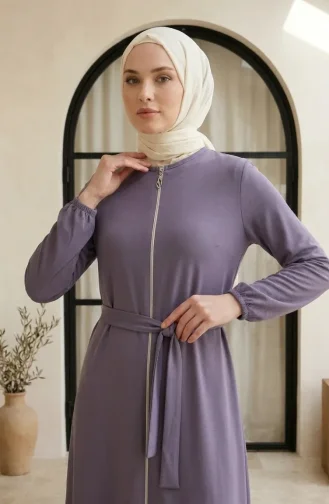 Petek Kumaş Eteği Fırfırlı Fermuarlı Ferace 4156-04 Lila