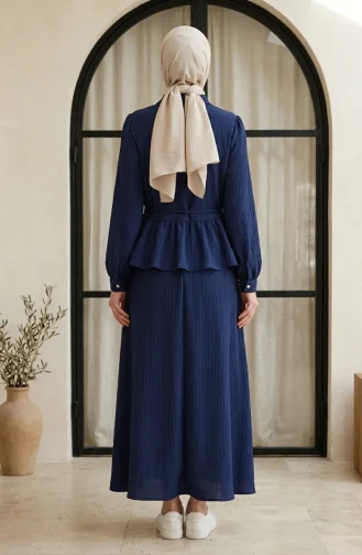 Pamela Rüschen-Hijab-Zweiteiler-Set 2322-03 Marineblau 2322-03