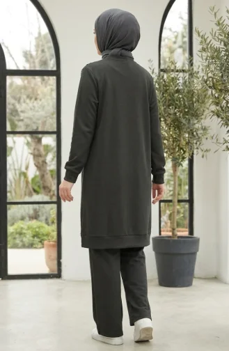 Ensemble Hijab Deux Pièces En Tissu Oysho Brodé De Fleurs Kaki 0400-02 0400-02