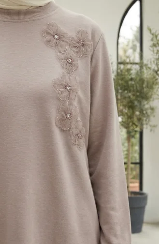 Oysho Stoffen Hijab Tweedelige Set Met Bloemenborduurwerk 0400-04 Nerts 0400-04