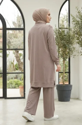 Oysho Stoffen Hijab Tweedelige Set Met Bloemenborduurwerk 0400-04 Nerts 0400-04