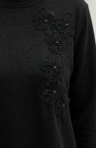 Ensemble Hijab Deux Pièces En Tissu Oysho Brodé De Fleurs Noir 0400-05 0400-05