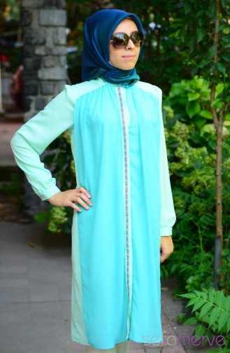 Tesettür Tunik Esra Keskin Demir 3813-01 Mint Yeşil
