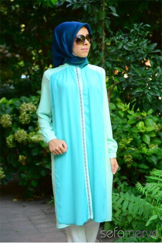 Tesettür Tunik Esra Keskin Demir 3813-01 Mint Yeşil