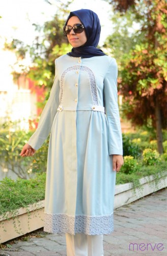 Yazlık Pardesü Kap SRM Moda 14134K-01 Buz Mavi