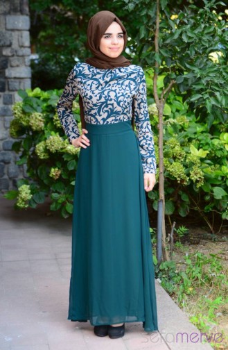 Dark Green İslamitische Jurk 5250-04