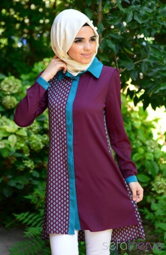 Tesettür Tunik 4220-04 Mürdüm