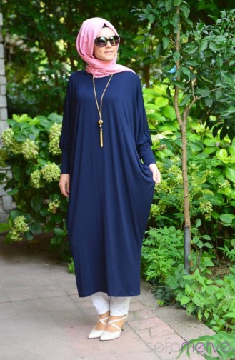 Sefamerve Uzun Tunik 3714-04 Lacivert