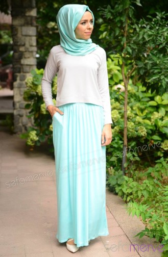 Mint green İslamitische Jurk 3529-03