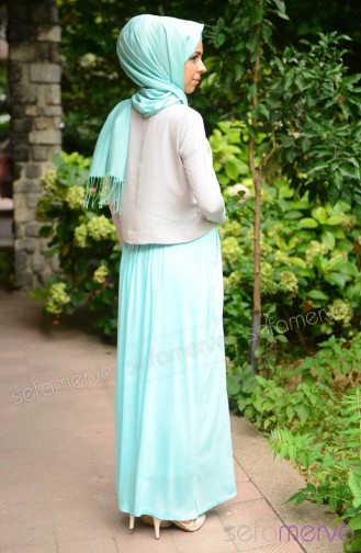 Mint green İslamitische Jurk 3529-03