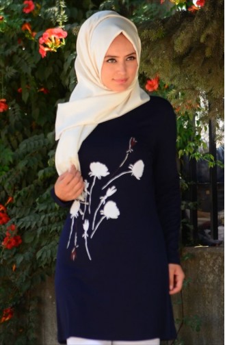 Tubanur Tesettür Tunik 2150-07 Lacivert