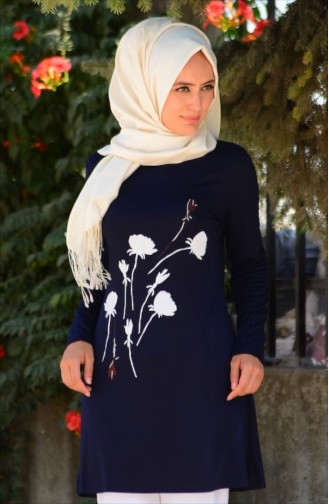 Tubanur Tesettür Tunik 2150-07 Lacivert
