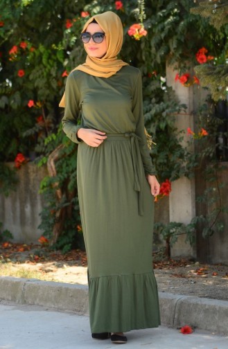 Khaki Hijab Dress 4046-03