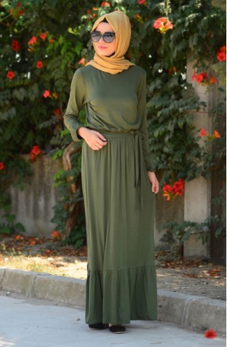 Khaki Hijab Kleider 4046-03