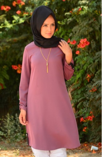 Büyük Beden Tesettür Tunik WB 4751-02 Gül Kurusu