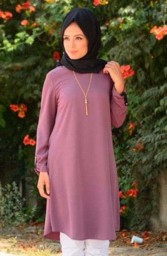 Büyük Beden Tesettür Tunik WB 4751-02 Gül Kurusu